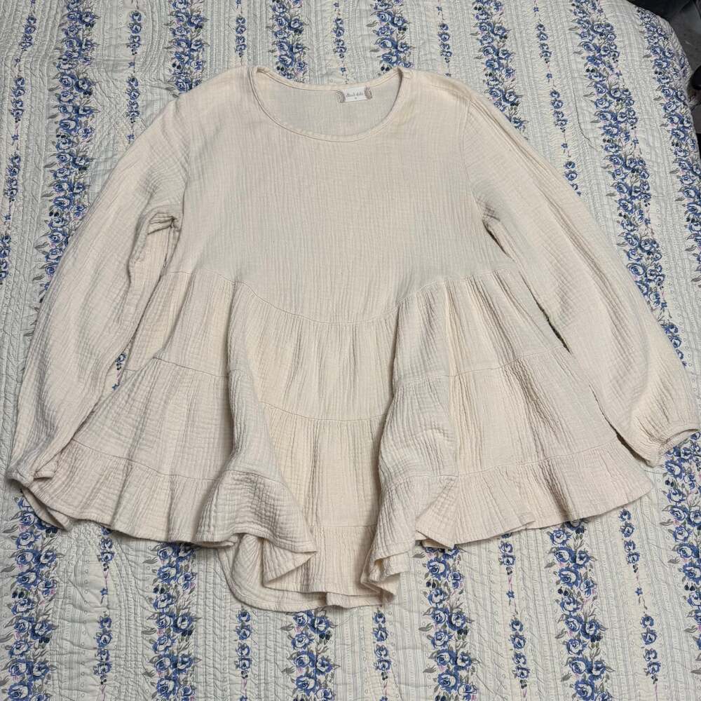 Altar'd State White Flowy Cropped Long Sleeve